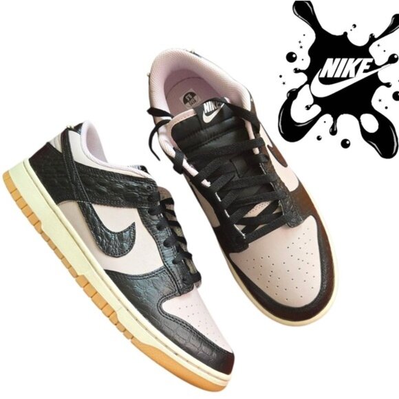 Nike Other - Nike Dunk Low Retro Men 9.5 Black And Pink Croc Pattern Leather New 112025